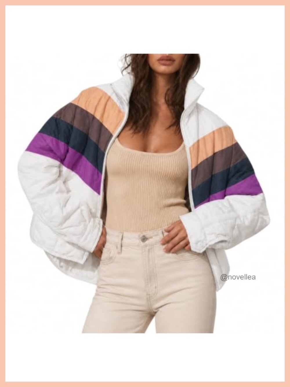 Womens Quilted Puffer Jacket Lightweight Padded Crop Coat Zip Up